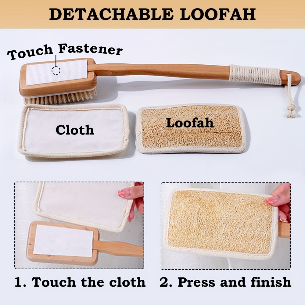 فرشاة استحمام بمقبض خشبي طويل، - مراجعة Body Loofah Natural وسعره