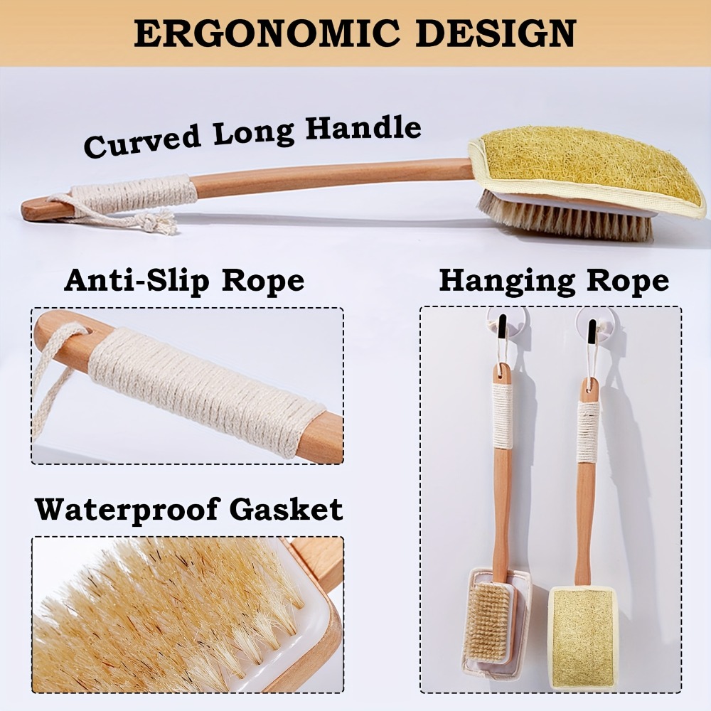 فرشاة استحمام بمقبض خشبي طويل، - مراجعة Body Loofah Natural وسعره